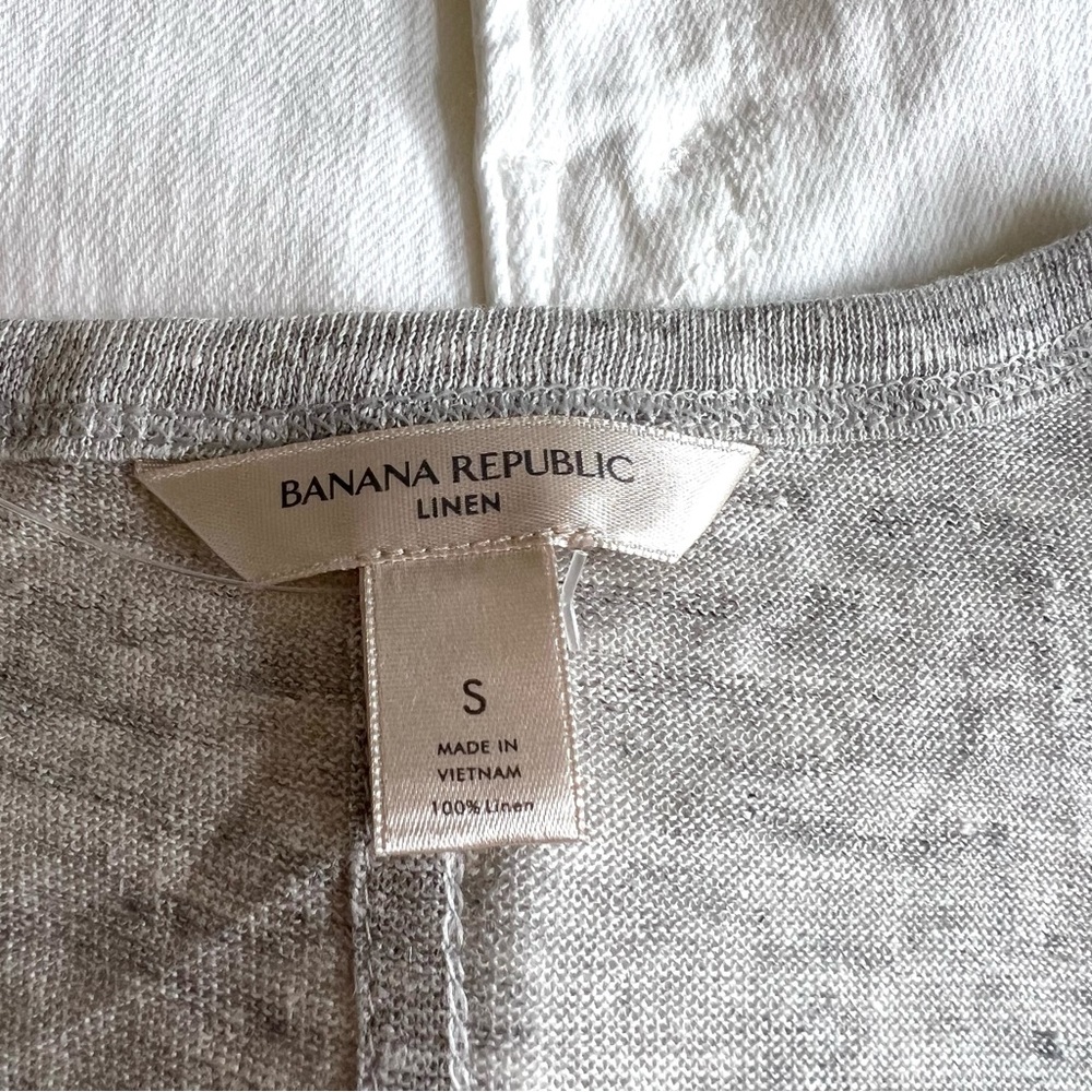 NWOT Banana Republic Linen V-Neck T-Shirt Gray Sz S - Picture 6 of 10